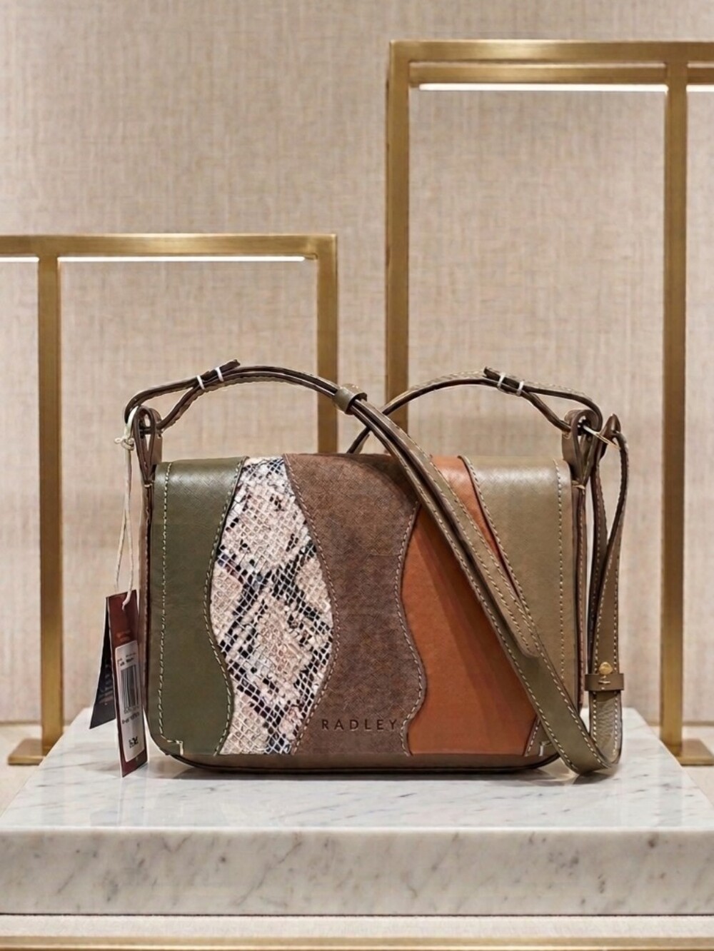 RADLEY LONDON Westwell Lane Leather Crossbody Bag NWT Patchwork Snake Suede